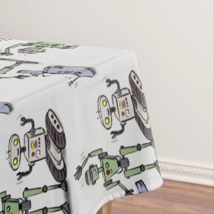 Happy niedliche Roboter Trio-Cartoon Tischdecke