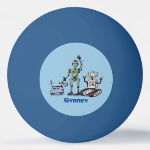 Happy niedliche Roboter Trio-Cartoon Tischtennisball