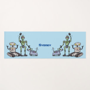 Happy niedliche Roboter Trio-Cartoon Yogamatte