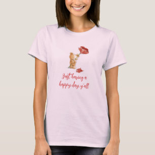 Happy niedliche Teddy mit Blume, anpassbar T-Shirt