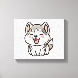 Happy niedlicher sibirischer Huskehund Leinwanddruck