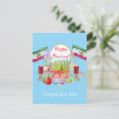 Happy Norooz Haft Sin with Lion and Sun Flags Postkarte (Stehend Vorderseite)