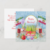 Happy Norooz Haft Sin with Lion and Sun Flags Save The Date (Vorne/Hinten)