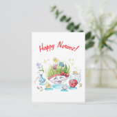 Happy Noroz Haft Sin lustigen Tisch Postkarte (Stehend Vorderseite)