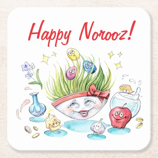 Happy Noroz Haft Sin lustigen Tisch Rechteckiger Pappuntersetzer (Vorderseite)