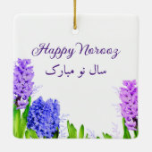 Happy Noroz Lila Blue Pink Hyacinth Blume Keramikornament (Rückseite)