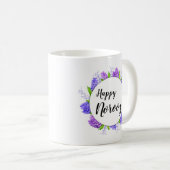 Happy Noroz Neujahr Lila Hyacinth-Kranz Kaffeetasse (VorderseiteRechts)