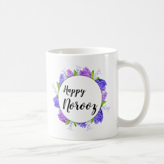 Happy Noroz Neujahr Lila Hyacinth-Kranz Kaffeetasse (Rechts)