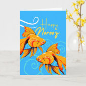 Happy Noroz Persian New Year mit Goldfish Pair Karte (Gelbe Blume)