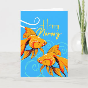 Happy Noroz Persian New Year mit Goldfish Pair Karte
