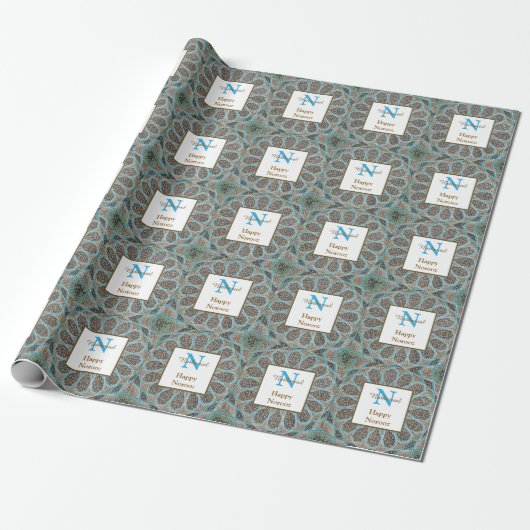 Happy Noroz Persian New Year Monogram Initial Geschenkpapier (Ungerollt)