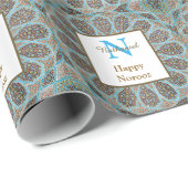 Happy Noroz Persian New Year Monogram Initial Geschenkpapier (Rolleneckpunkt)