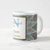 Happy Noroz Persian New Year Monogram Initial Jumbo-Tasse (Vorderseite Rechts)
