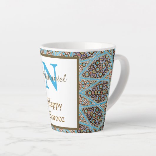 Happy Noroz Persian New Year Monogram Initial Milchtasse (Rechte Ecke)