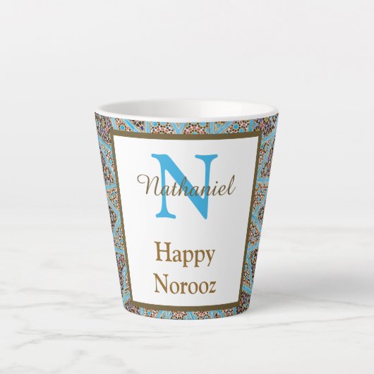 Happy Noroz Persian New Year Monogram Initial Milchtasse (Vorderseite)