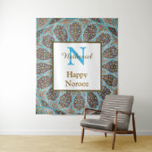 Happy Noroz Persian New Year Monogram Initial Wandteppich (Beispiel)