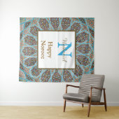 Happy Noroz Persian New Year Monogram Initial Wandteppich (Beispiel (Horizontal))