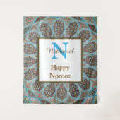 Happy Noroz Persian New Year Monogram Initial Wandteppich (Vorderseite)