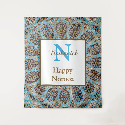 Happy Noroz Persian New Year Monogram Initial Wandteppich (Vorderseite)