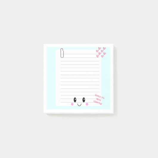 Happy Notes Blue: Kawaii Sticky Notes Post-it Klebezettel (Vorderseite)