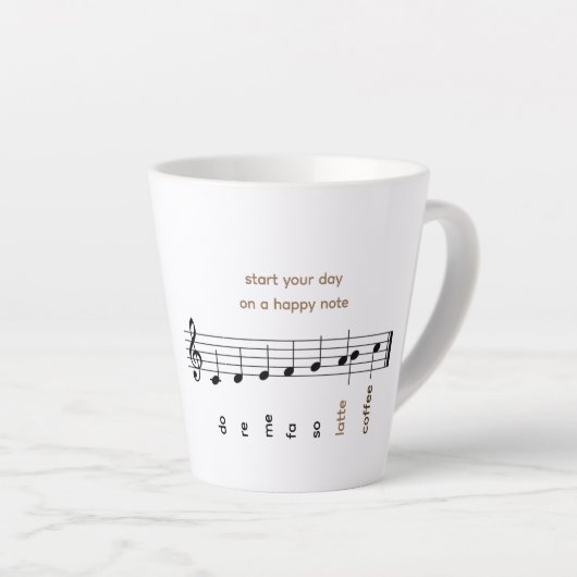 Happy Notes Do Re Mi Latee Musiknote Personalisier Milchtasse (Rechte Ecke)