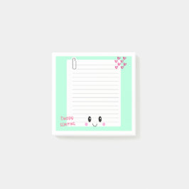 Happy Notes Green: Kawaii Sticky Notes Post-it Klebezettel