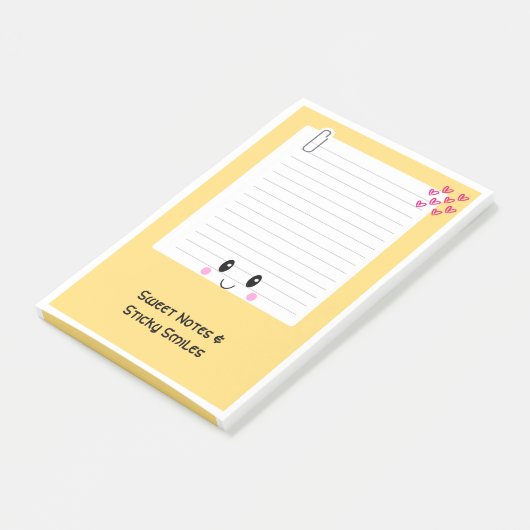 Happy Notes Orange: Kawaii Sticky Post - It Notes Post-it Klebezettel (angewinkelt)