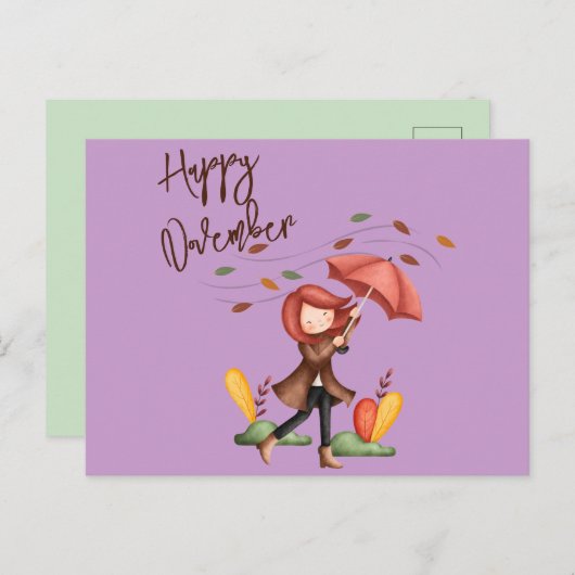 Happy November anpassbar Postkarte (Vorne/Hinten)