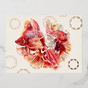 Happy Nowruz Goldfish & Bubbles Fox Postkarte