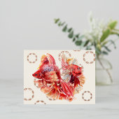 Happy Nowruz Goldfish & Bubbles Fox Postkarte (Stehend vorne)