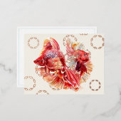 Happy Nowruz Goldfish & Bubbles Fox Postkarte (Vorderseite/Rückseite)