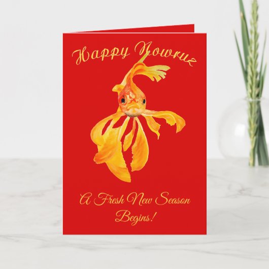Happy Nowruz Persian New Year Goldfish Isolated Karte (Vorderseite)