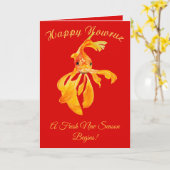 Happy Nowruz Persian New Year Goldfish Isolated Karte (Gelbe Blume)