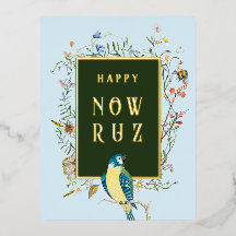 Happy Nowruz Songbird Foil Postcard