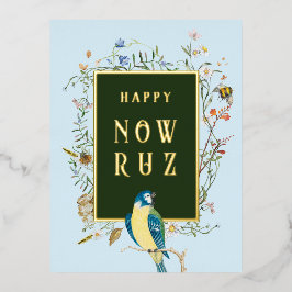 Happy Nowruz Songbird Foil Postcard Folien Feiertagspostkarte