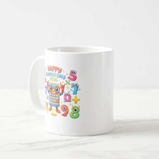 Happy Number Day 2026 Calculator Math Design Kaffeetasse (Vorderseite Links)