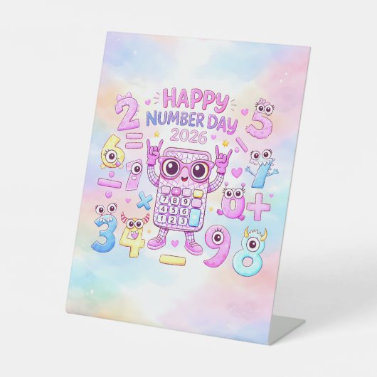 Happy Number Day 2026 Cute Calculator Design Sockelschild (Vorderseite)