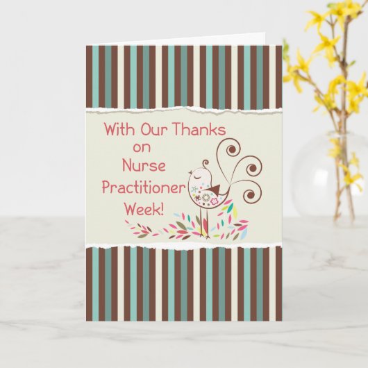 Happy Nurse Practitioner Week, from Group, Bird Karte (Gelbe Blume)