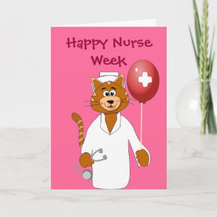 Happy Nurse Week Cartoon Cat Nurse Danke Karte