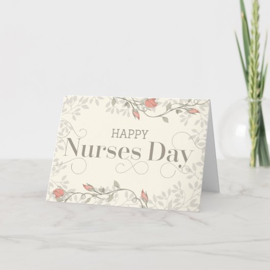 Happy Nurses Day Card - Wirbler Text und Blume Dankeskarte (Vorderseite)
