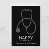 Happy Nurses Day Gray Stethoscope Illustration Einladung (Vorne/Hinten)