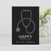 Happy Nurses Day Gray Stethoscope Illustration Einladung (Stehend Vorderseite)