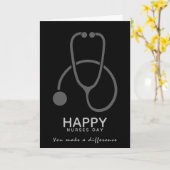 Happy Nurses Day Gray Stethoscope Illustration Karte (Gelbe Blume)