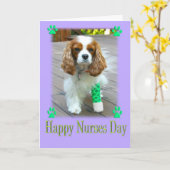Happy Nurses Day mit Cavalier King Charles Dog Karte (Gelbe Blume)