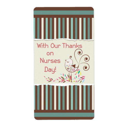 Happy Nurses Day, Niedlicher Vogel auf Streifen (Vorne)