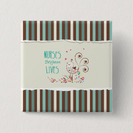 Happy Nurses Day, Niedlicher Vogel auf Streifen Button