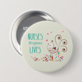 Happy Nurses Day, Niedlicher Vogel auf Streifen Button (Vorne & Hinten)