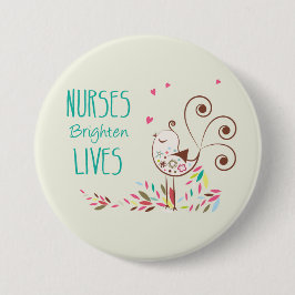 Happy Nurses Day, Niedlicher Vogel auf Streifen Button