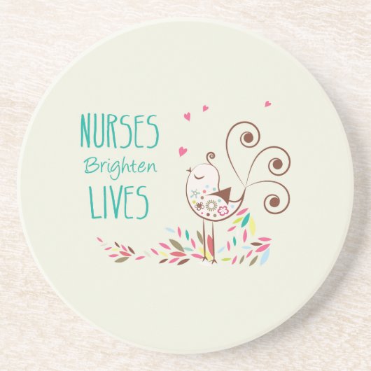 Happy Nurses Day, Niedlicher Vogel auf Streifen Getränkeuntersetzer (Vorne)
