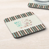 Happy Nurses Day, Niedlicher Vogel auf Streifen Getränkeuntersetzer (Linke Seite)